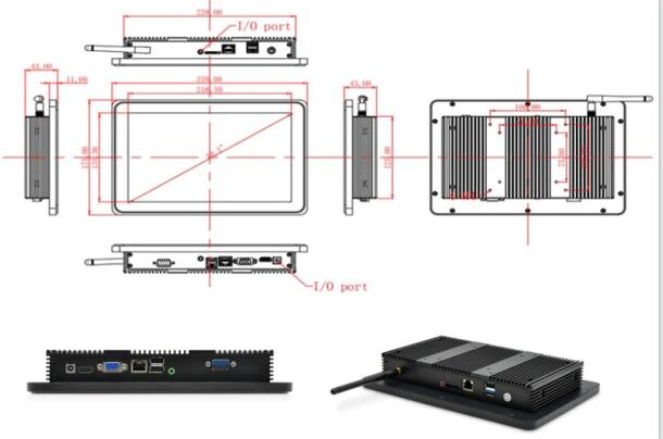 19 inch industrial all-in-one computers are fully enclosed and ruggedized industrial open frame touch montior 3D drawing 