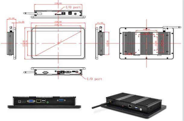 7 inch industrial all-in-one computers are fully enclosed and ruggedized industrial open frame touch monitor 3D drawing